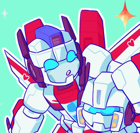 A drawing of Skyfire the Transformer, looking to the side while holding a helmet under his arm
